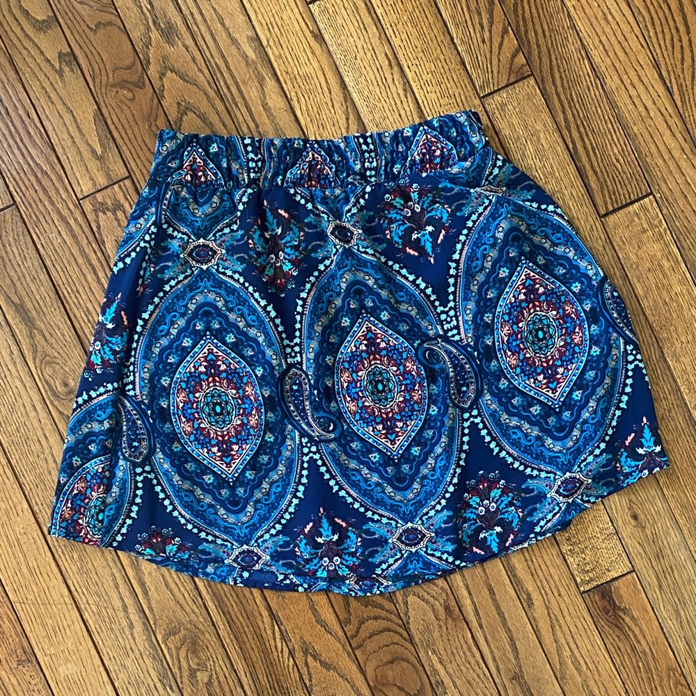 Alya Blue and Orange Paisley Mini Skirt